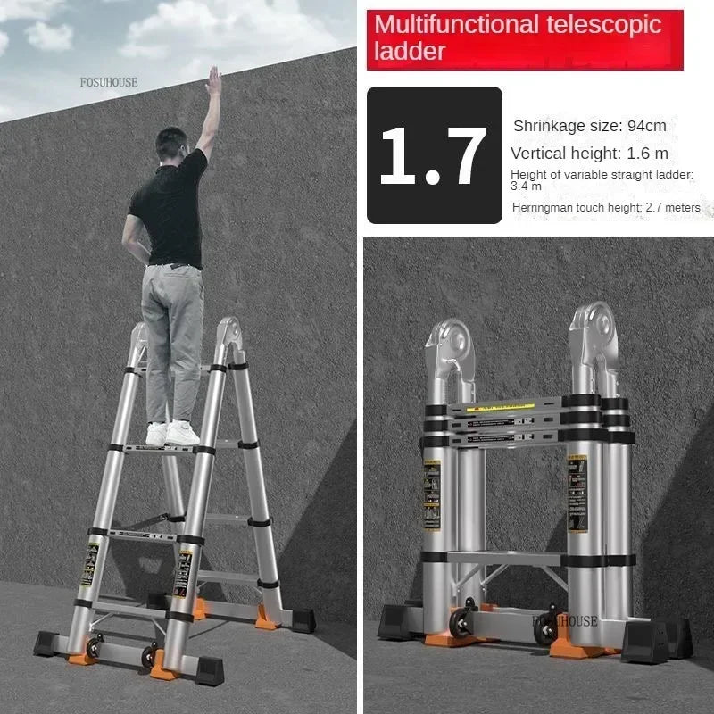 Folding Ladder for Construction Site Metal Telescopic Modern Thickened Ladders Creative Multifunctional Step Ladders for Home G
