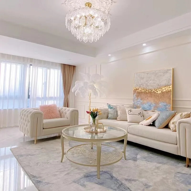 American light luxury French cream wind technology cloth sofa living room small apartment three-person combination modern simple
