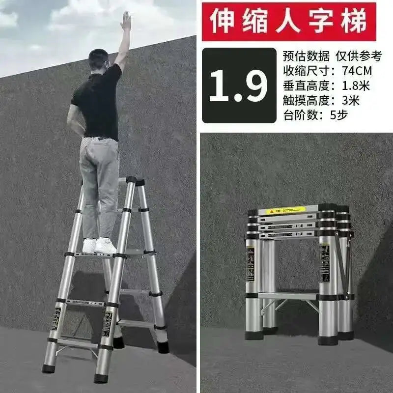 Alloy Telescopic Step Ladder Multi-functional Lifting Engineering Stairs Thickened Herringbone Ladders Folding Stairs
