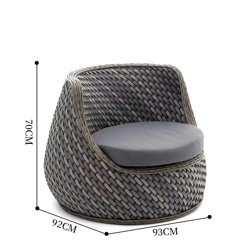 A complete set of outdoor waterproof rattan chair sofas suitable for villa courtyard garden balcony