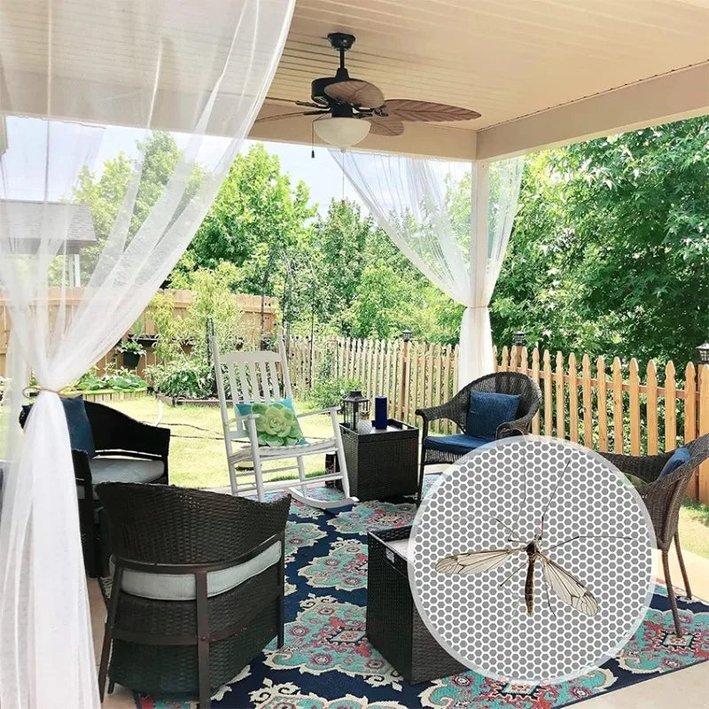Outdoor Sheer Curtain Mosquito Net Mesh for Patio Balcony Garden Terrace Pergola Gazebo Sunroom Villa Privacy Curtain Multi Size