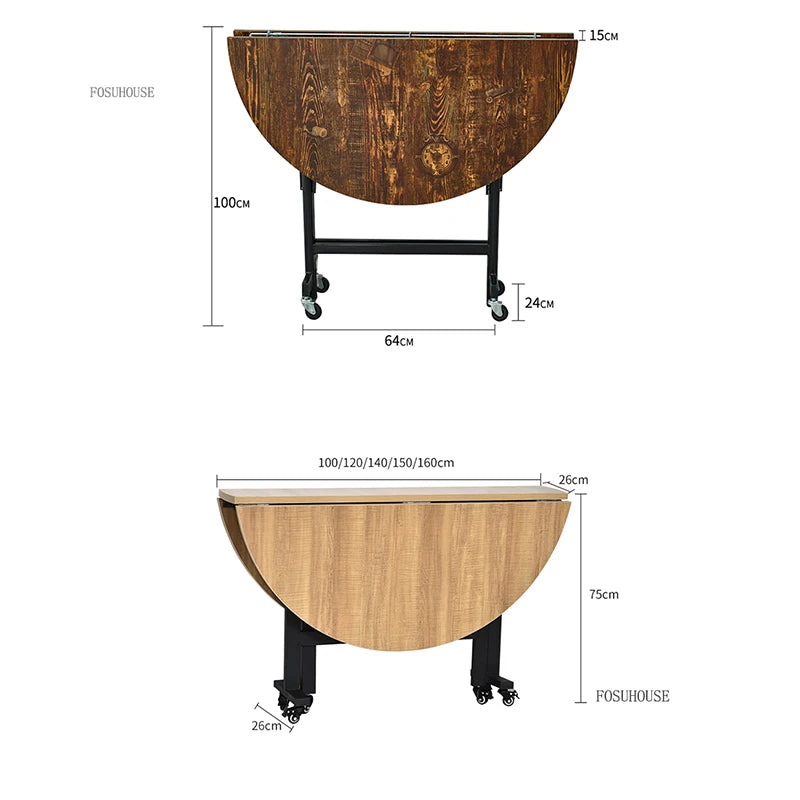 Light Luxury Solid Wood Dining Tables Nordic Dining Room Furniture Folding Kitchen Table Designer Household Pulley Dining Table