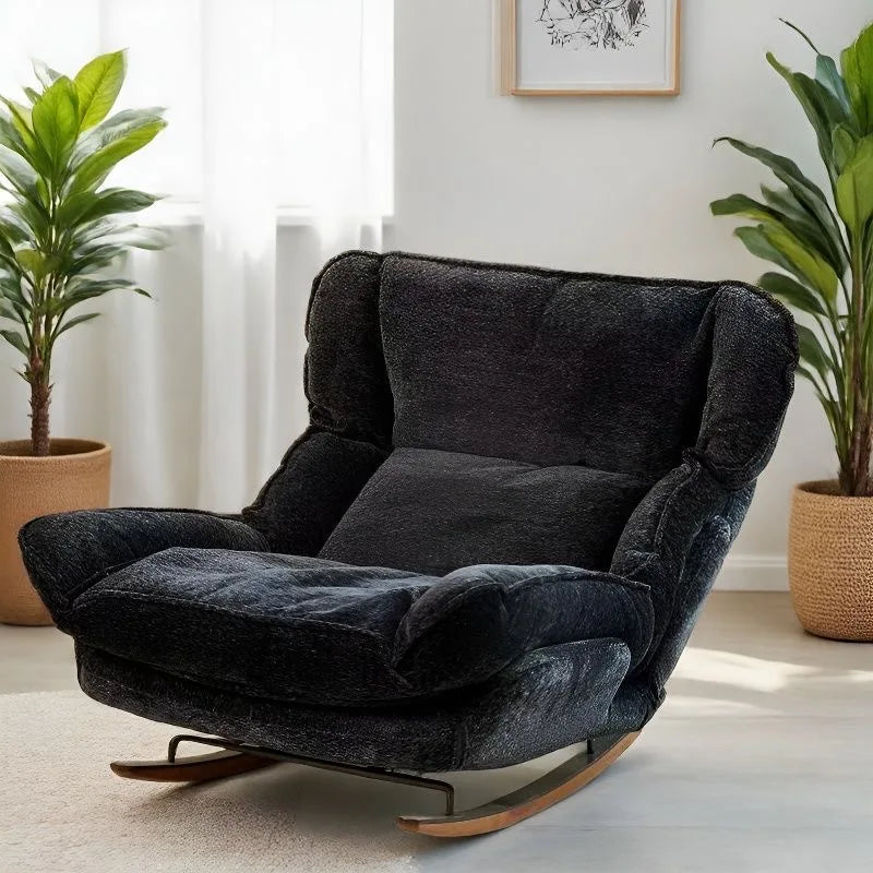 Lazy Sofa Adjustable Rocking Chair Single Leisure Recliner Comfort Single Lazy Sofa Chair for Balcony Bedroom Reading Napping