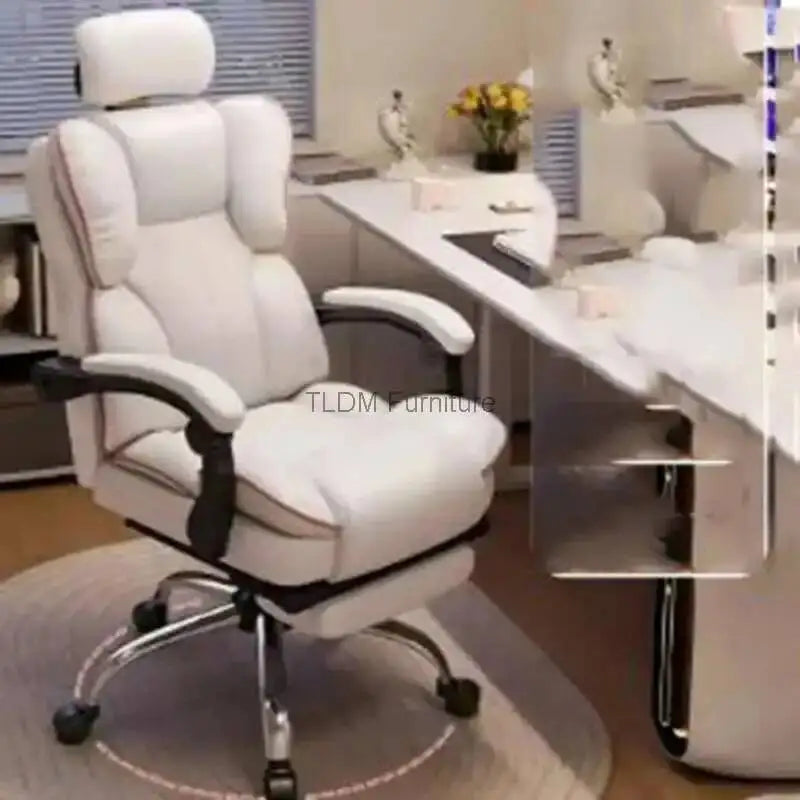 Lounge Luxury Office Ergonomic Chair Mobile Recliner Floor Arm Designer Office Chair White Cadeira Ergonomica Furniture HDH