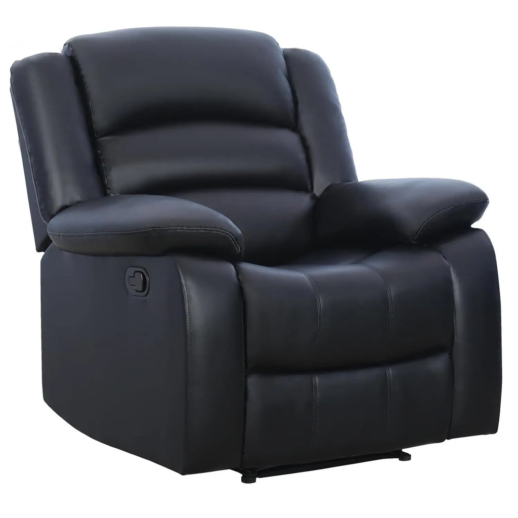 Manual Recliner Chair, Faux Leather Overstuffed Arm & Back Classic Single Sofa for Living Room & Bedroom, Black, Customized