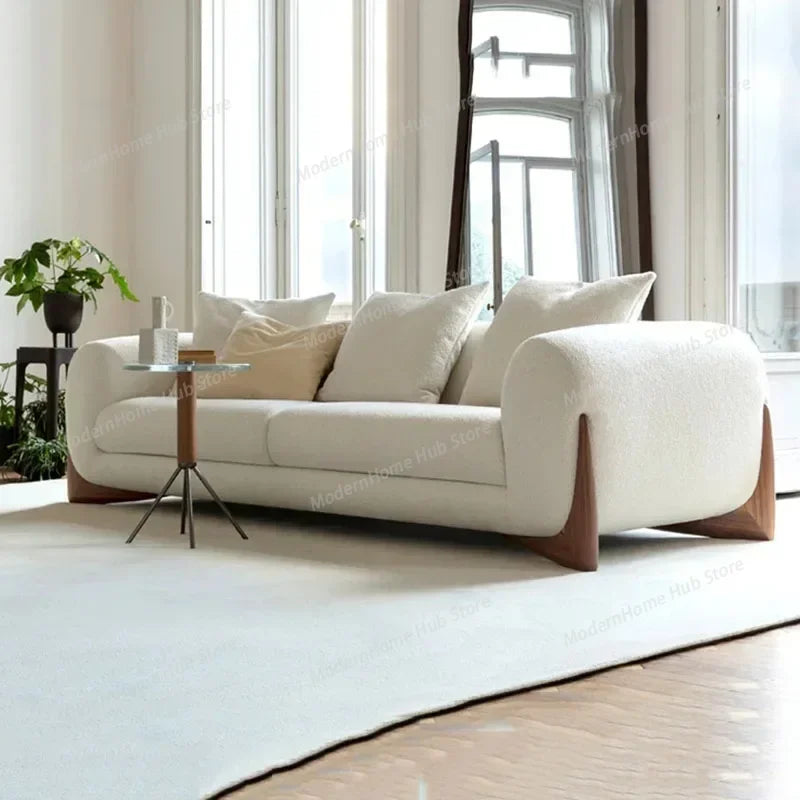 European Reception Living Room Sofa Relax Quilted Grande Armchair Living Room Sofa Wood Legs Divano Letto Lounge Chair Lazy Sofa