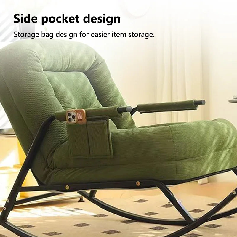 Modern Rocking Chair with Footrest Soft Lounge Chairs for Living Room Bedroom Adjustable Comfort Home Office Relaxing Armchair