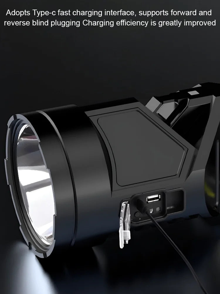 Extra Large Flashlight 22/27/38.5cm Outdoor Solar Flashlight Rechargeable Searchlight Long Range Carry Super Bright  Flashlight
