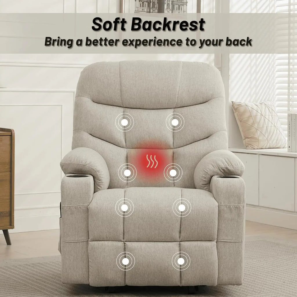 Power Recliner Chair with Massage and Heating, Electric Recliner Chair for Elderly and Adults, Power Lift Recliner with Remote C