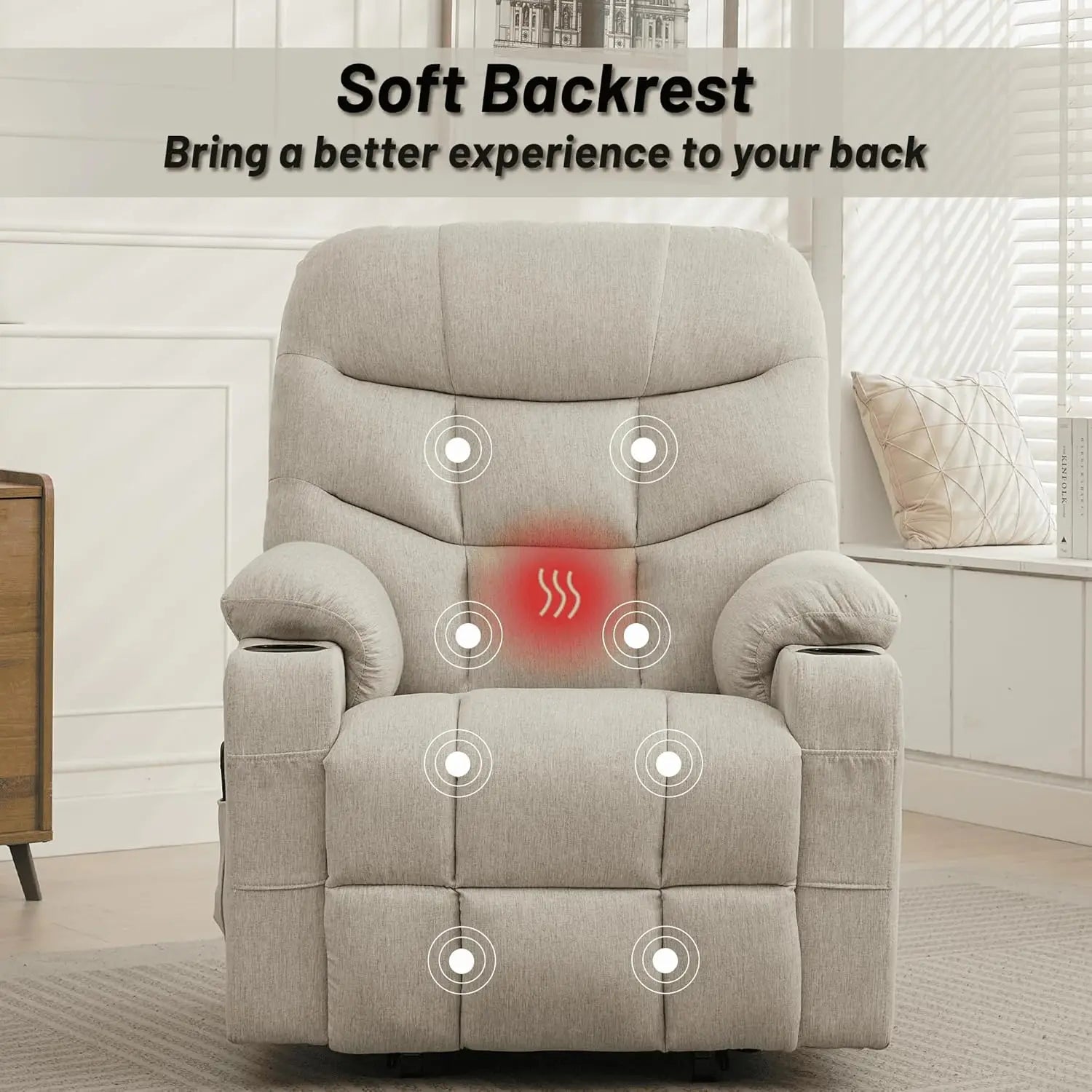Power Recliner Chair with Massage and Heating, Electric Recliner Chair for Elderly and Adults, Power Lift Recliner with Remote C