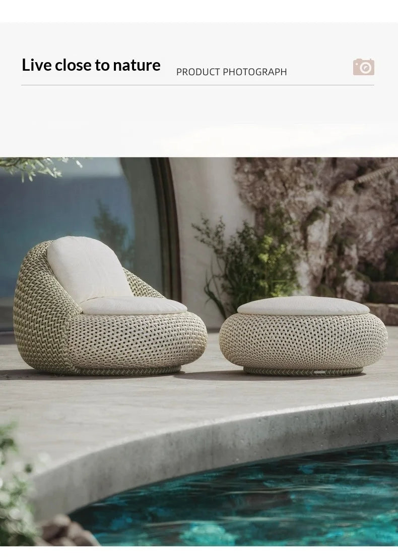 Custom Modern Simplicity Outdoor Sofa Courtyard Homestay Terrace Balcony Rainproof Sun-proof Coffee Table Combination Plastic Ra