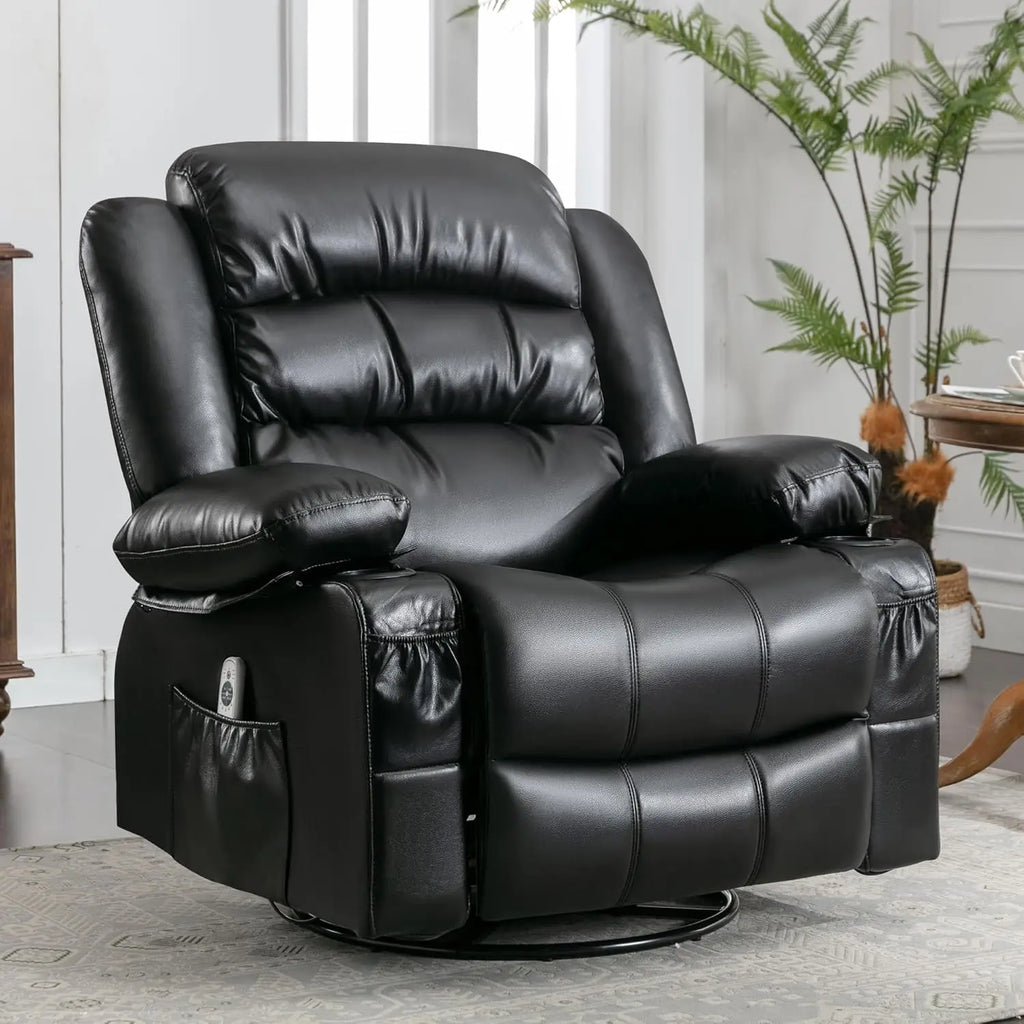 Oversized Massage Swivel Recliner Chair with Lumbar Heating  Rocker Recliner Single Sofa