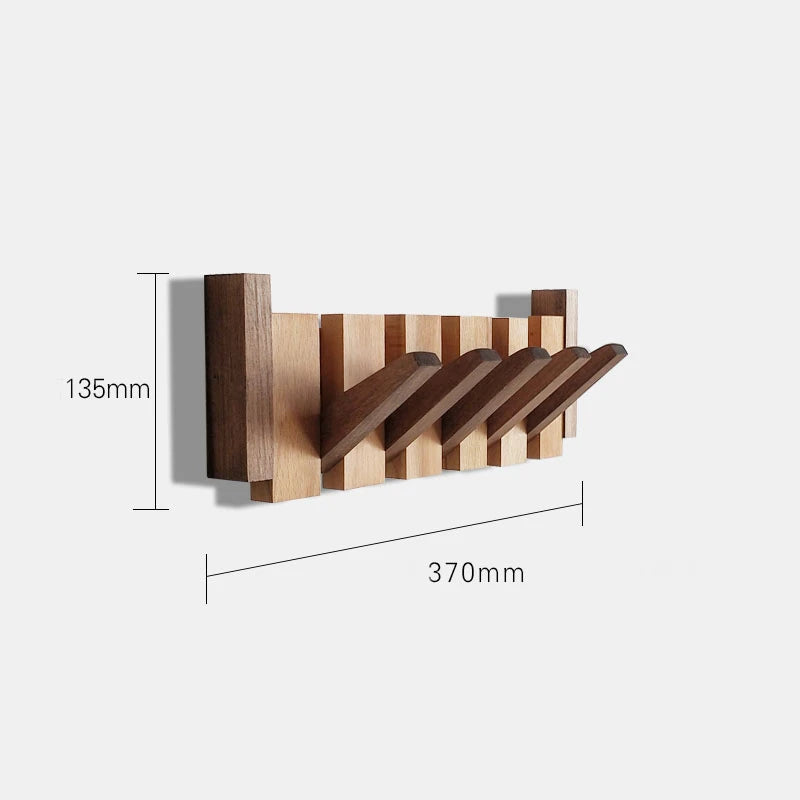 Walnut Wood Coat Rack Hook Wall-Mounted Hidden Decoration Hook Hanger Foldable Bedroom Closets Wooden Wall Shelf Home Decor