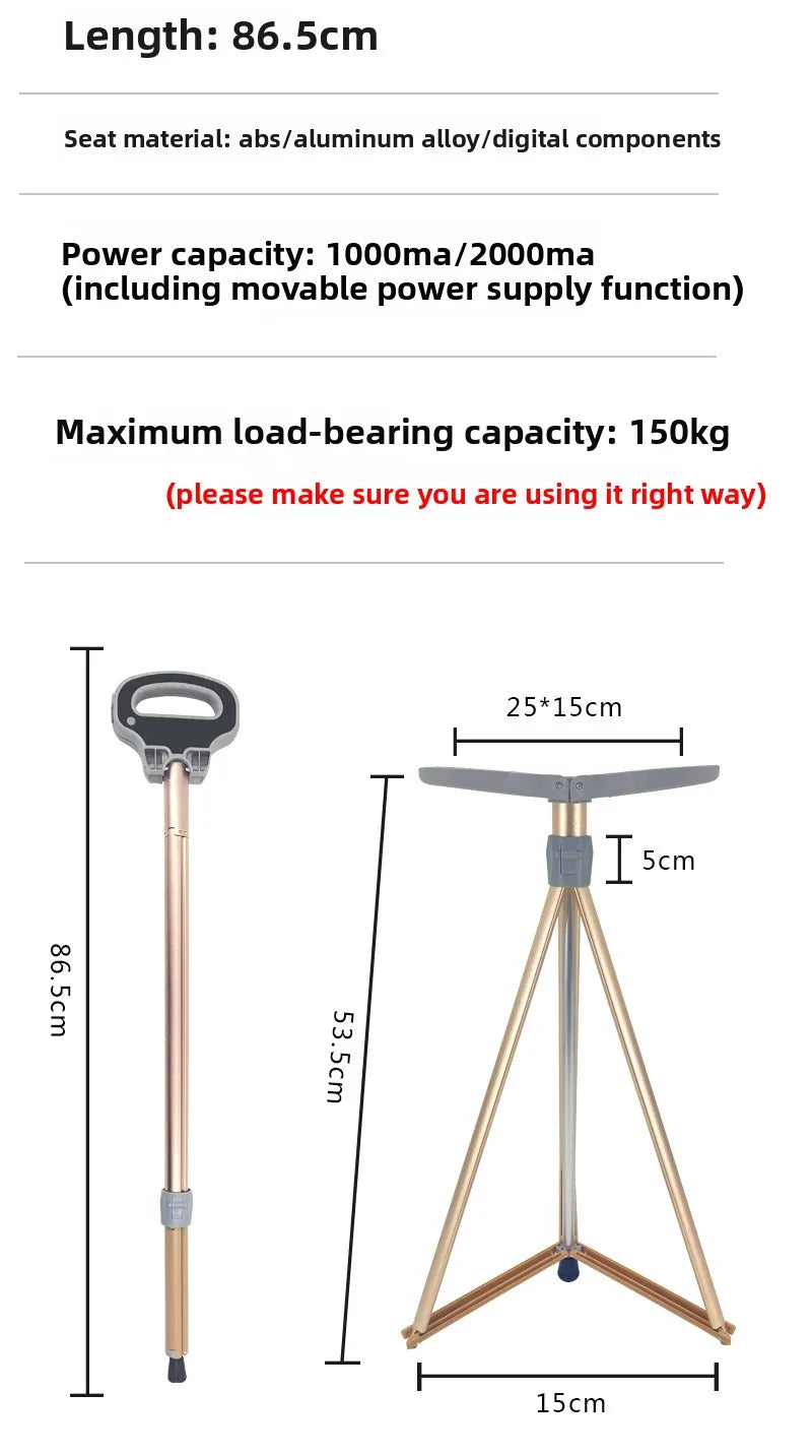 Multifunctional Hiking Pole Outdoor Portable Massage Three-legged Stool Hiking Cane Cane Stool