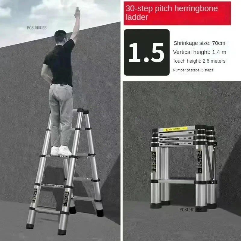 Folding Ladder for Construction Site Metal Telescopic Modern Thickened Ladders Creative Multifunctional Step Ladders for Home G