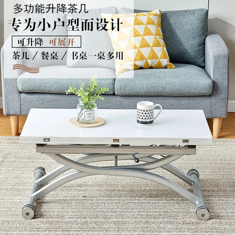 movable coffee table dining table integrated household small apartment folding lifting living room table dual-purpose movable