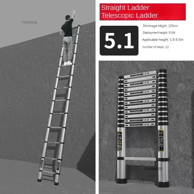 Folding Ladder for Construction Site Metal Telescopic Modern Thickened Ladders Creative Multifunctional Step Ladders for Home G