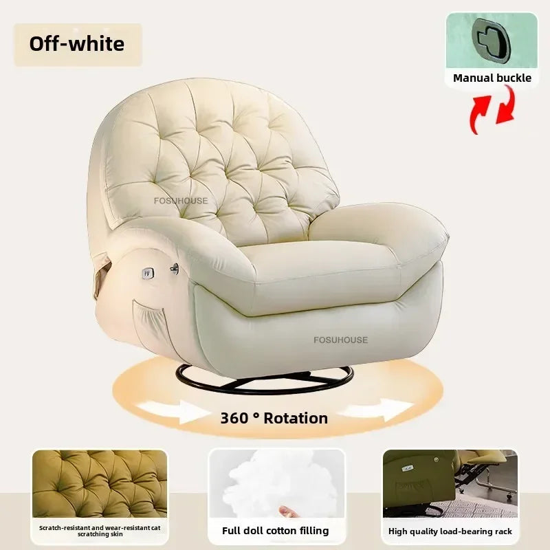 Modern Fabric Living Room Sofas Designer Living Room Furniture Leisure Lazy Sofa Bed Rocking Chair Nordic Home Rotating Recliner