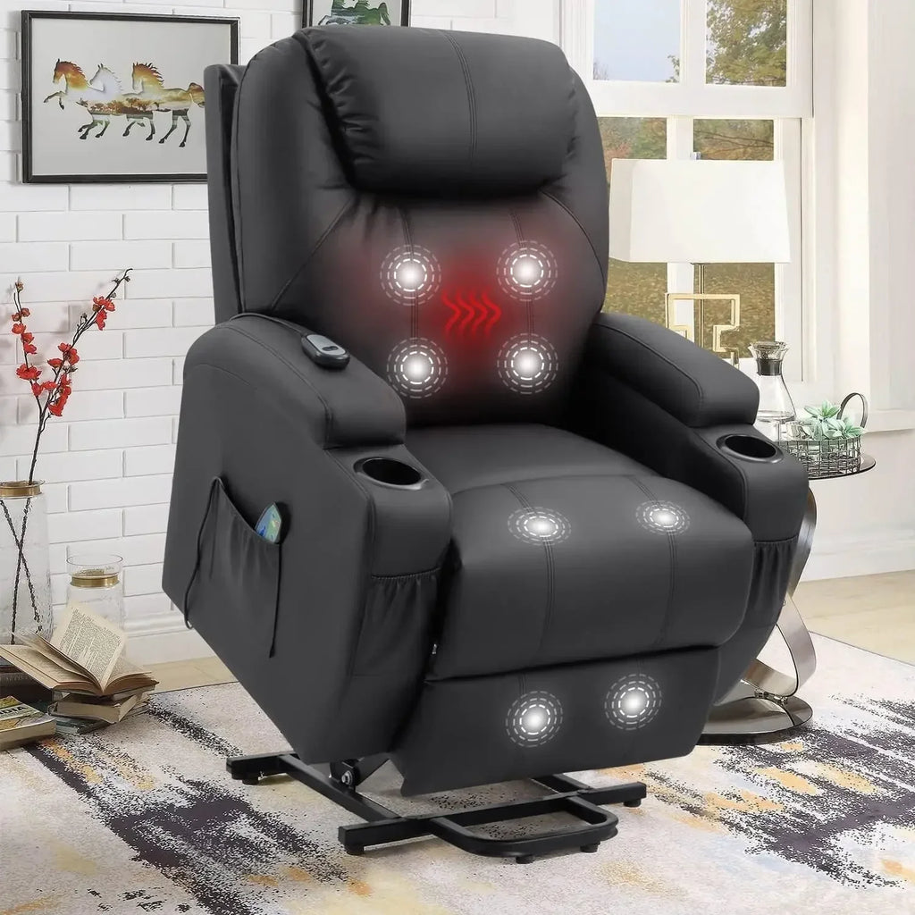 2023 New Swivel Rocker Recliner with Massage and Heating Functions, Sofa Chair with Remote Control and Two Cup Holders