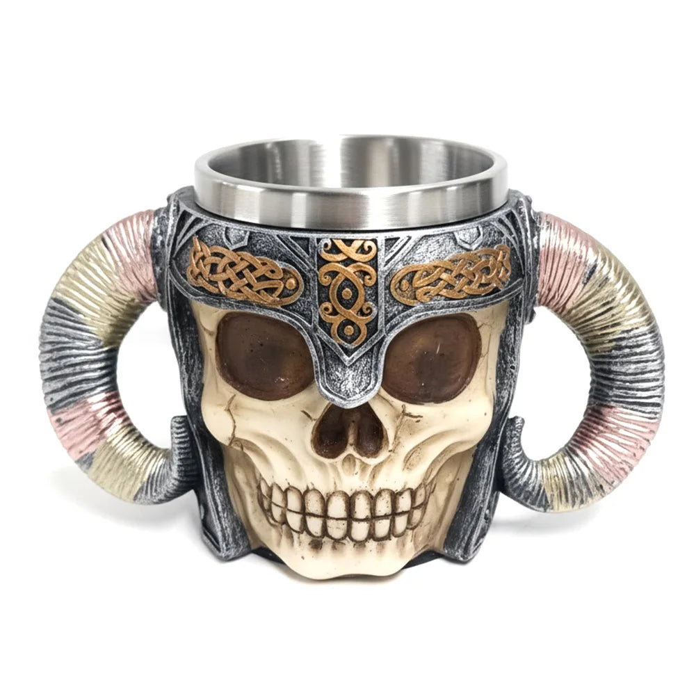 Beer Mug Stainless Steel Skull Mug Double Wall Drinking Mug Metal Insulated Gothic Design Coffee Beer Tankard Mug Halloween Gift