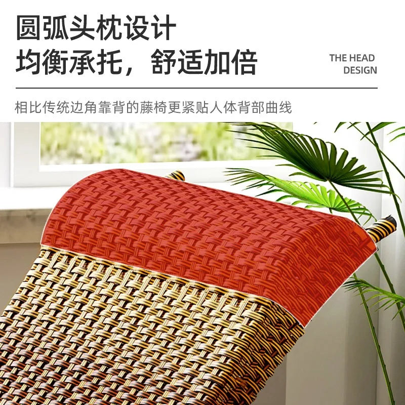 Adult Rattan Rocking Chair Outdoor Balcony Leisure Recliner Indoor Lazy Nap Chair Elderly Home Furniture