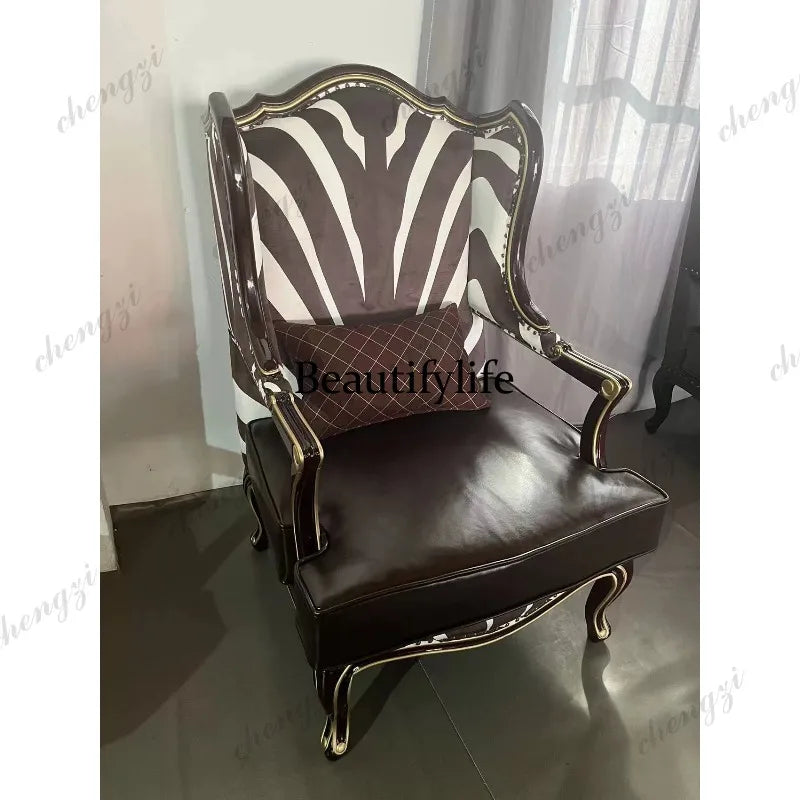 American solid wood living room fabric, chair sofa single sofa European balcony French leisure chair