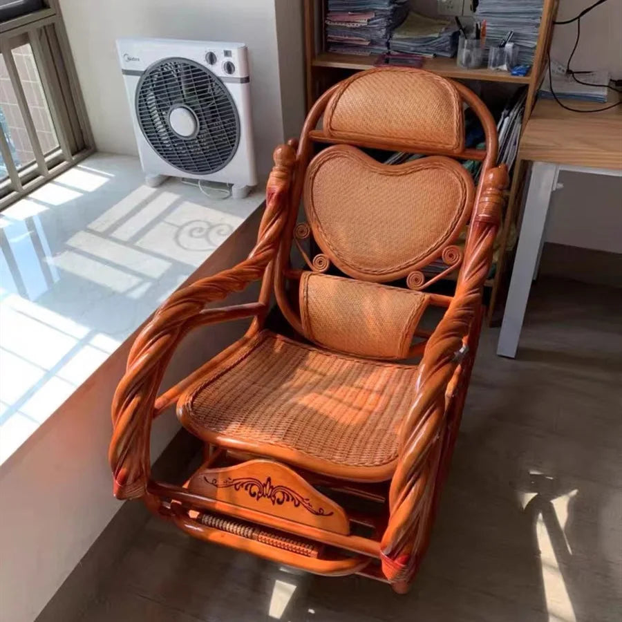 Balcony natural real rattan plant woven indoor leisure leisurely old-fashioned chaise lounge