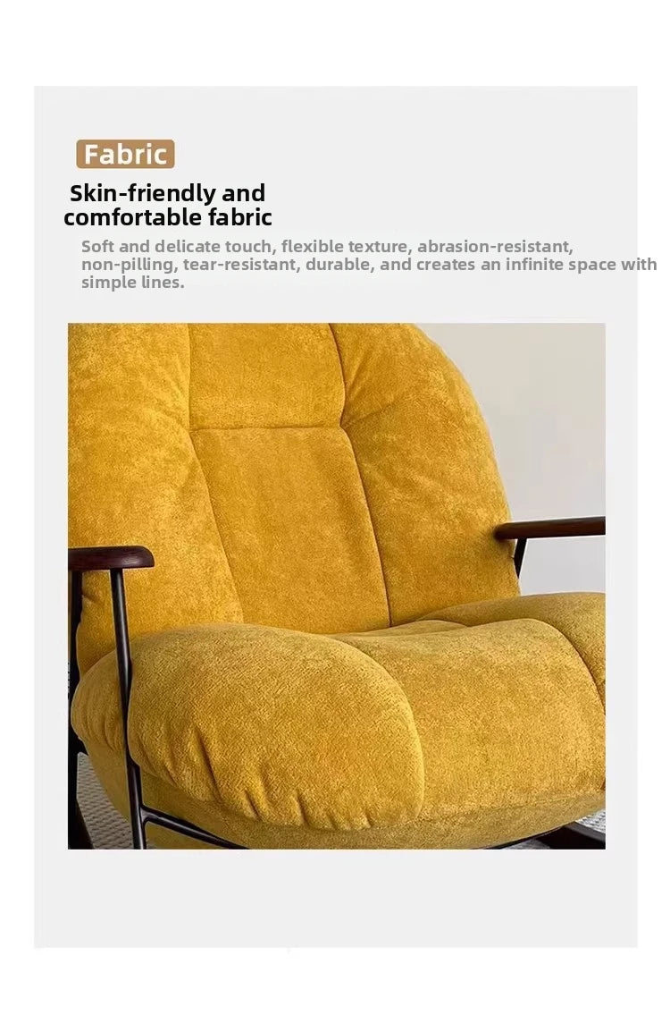 Rocking chair for living room and balcony single-seater sofa chair for small spaces fabric lazy sofa, reclining leisure chair