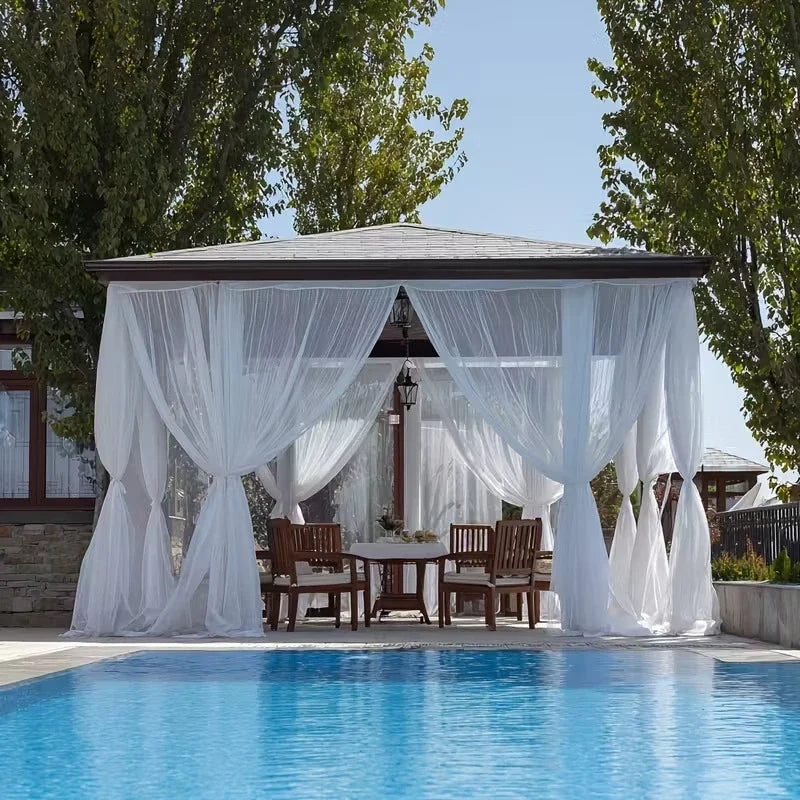 Outdoor Sheer Curtain Mosquito Net Mesh for Patio Balcony Garden Terrace Pergola Gazebo Sunroom Villa Privacy Curtain Multi Size