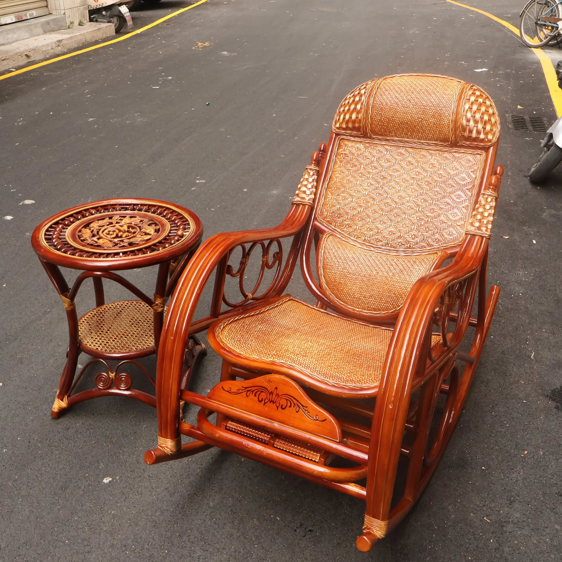 HYS rattan home rocking chair recliner back recliner nap chair leisure chair home elderly free