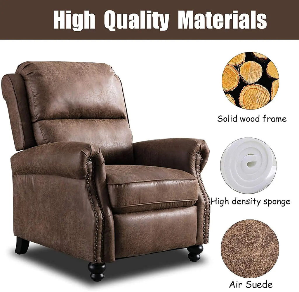 Pushback Recliner Chair Faux Leather Armchair Push Back Recliner with Rivet Decoration Single Sofa Accent Chair for, Custom