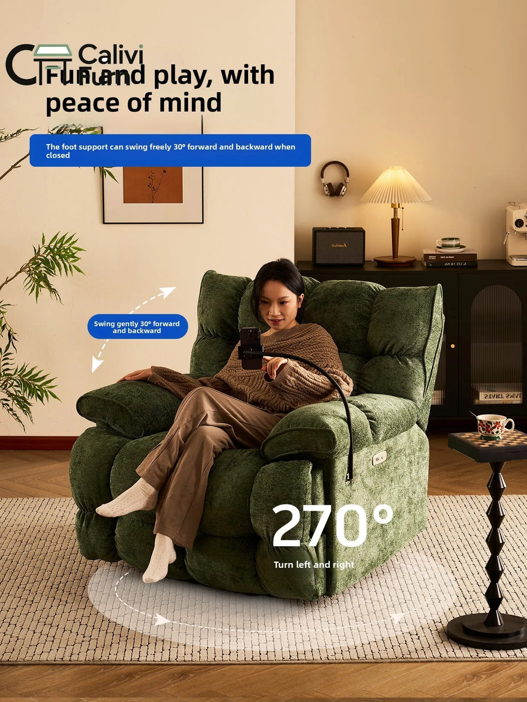 Space Multifunctional Single Sofa Living Room Leisure Cloud Lazy Sofa Sleeping and Reclining Electric Massage Rocking Chair