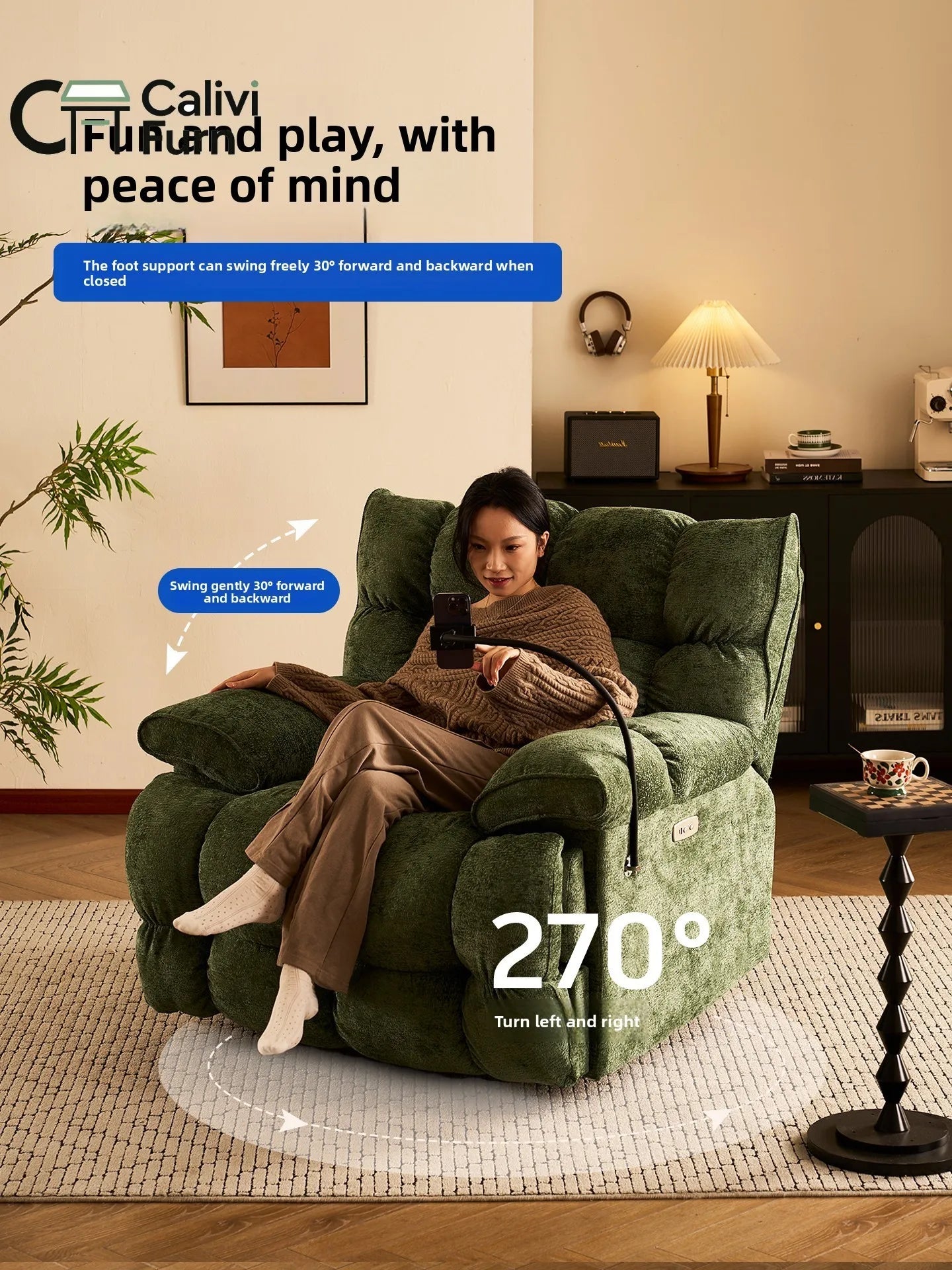 Space Multifunctional Single Sofa Living Room Leisure Cloud Lazy Sofa Sleeping and Reclining Electric Massage Rocking Chair