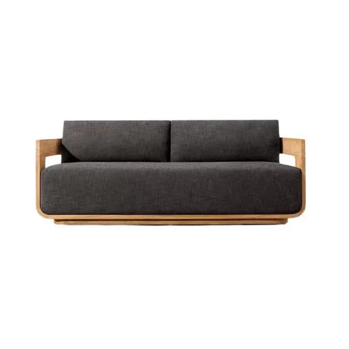 Nordic Outdoor Teak Sofa Set Solid Wood Waterproof Leisure Sofa and Coffee Table Combo for Villa Courtyard Homestay Patio