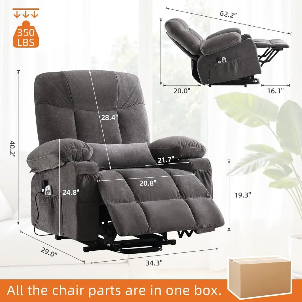 Recliner Chair with Vibration Massage and Lumbar Heating for Senior Comfort in Living Room