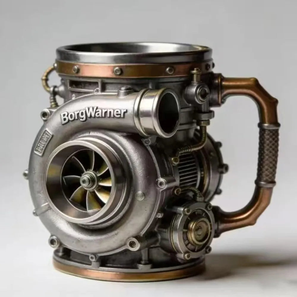 Resin Turbocharger Mug Sturdy and Durable Comfortable Grip 3D Engine Cup Handcrafted Mechanical Element Style Coffee Mug