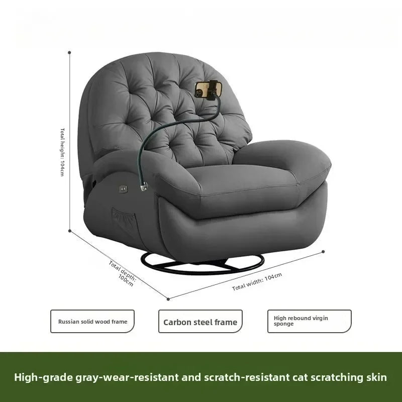 LZ X LazySofa Single Recliner Electric Space Capsule Rocking Chair Eco-Leather Lounge Living Room Suitable Sitting Reclining Sle