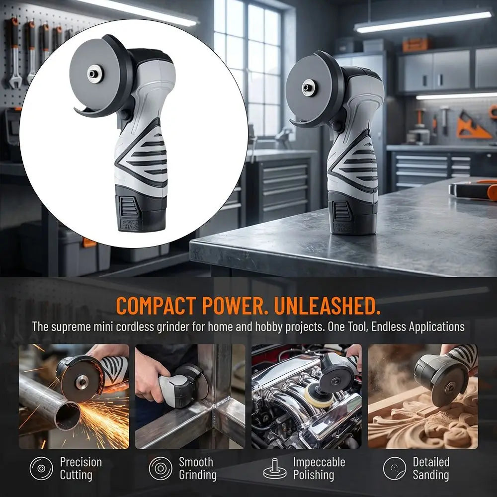 Cordless Design Electric Angle Grinder Protective Guard Compact Cordless Angle Grinder Tool One-touch Control Switch