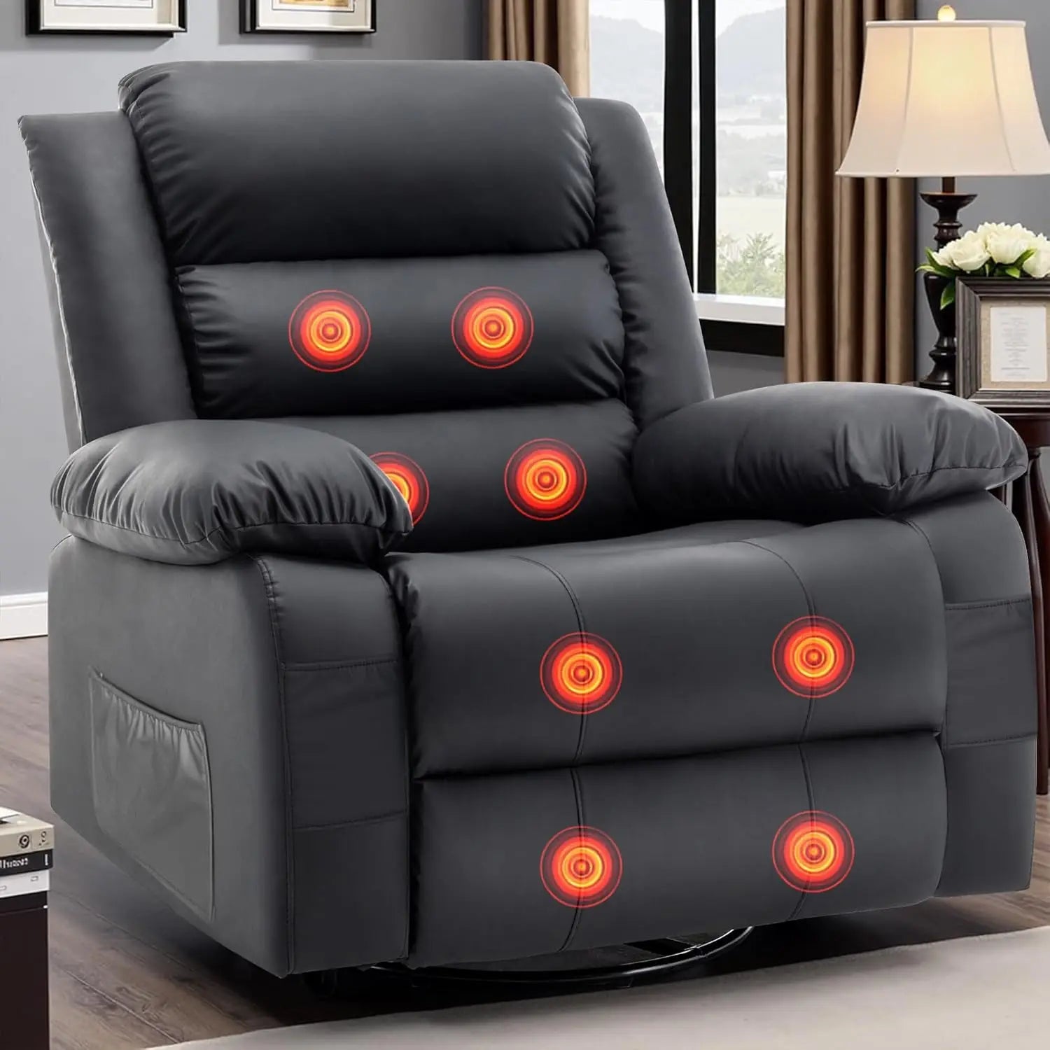 Oversized Recliner Chair, Extra Wide Rocking Chair with Massage and Heat, 360° Swivel Rocker Recliner for Adults,, Custom