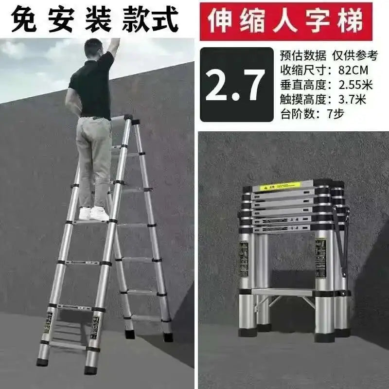 Alloy Telescopic Step Ladder Multi-functional Lifting Engineering Stairs Thickened Herringbone Ladders Folding Stairs