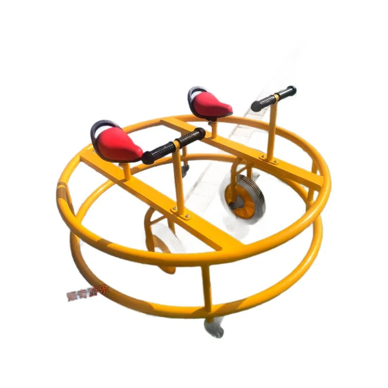 Two-person spinning car. Two-person cooperative car, bicycle, tricycle. Game pedal car