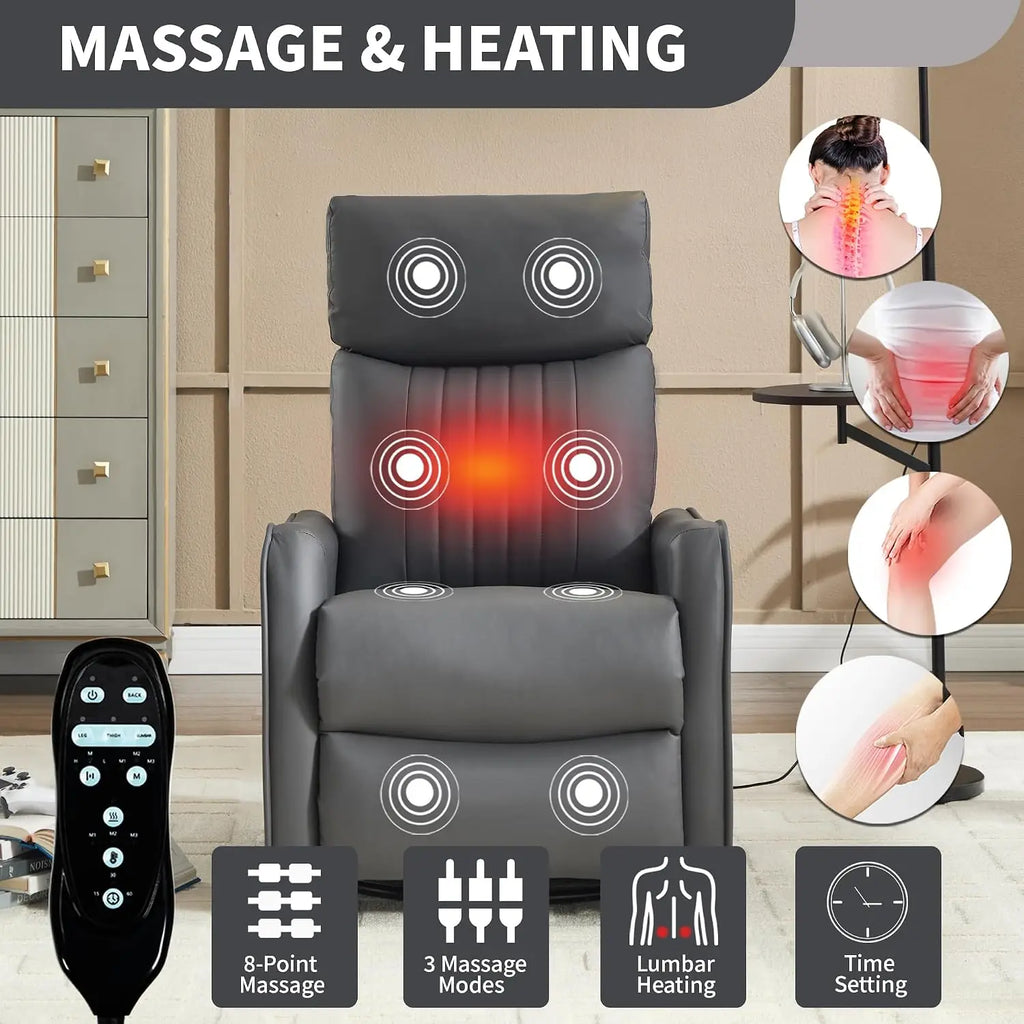 Manual Swivel Rocker Recliner Chair for Adults, Overstuffed Reclining Glider Chair for Nursing with Vibration Massage &, Custom