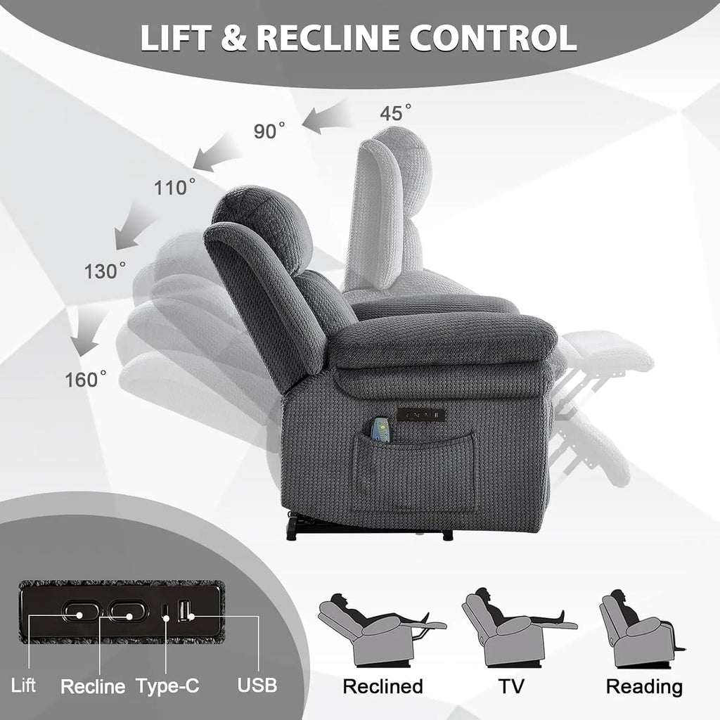 46" Wide Oversize Power Lift Recliner Chair, Extra Large Electric Lift Recliners for Elderly Big, Stand Up Recliner Chair
