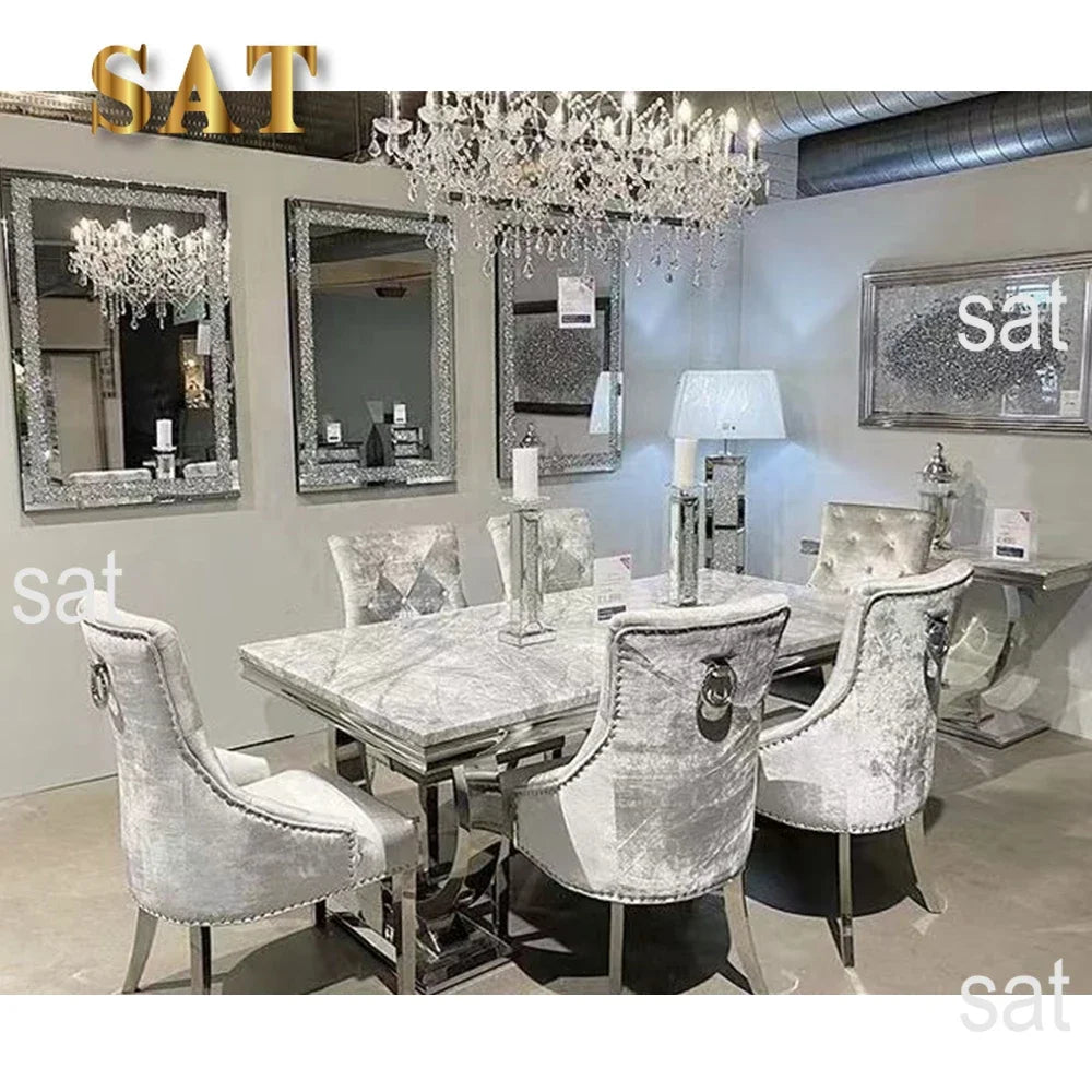 # Dining Room Furniture Restaurant Tables Dining Table Silver Dining Set With 4 Chairs #