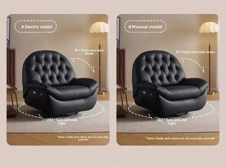 LZ X LazySofa Single Recliner Electric Space Capsule Rocking Chair Eco-Leather Lounge Living Room Suitable Sitting Reclining Sle