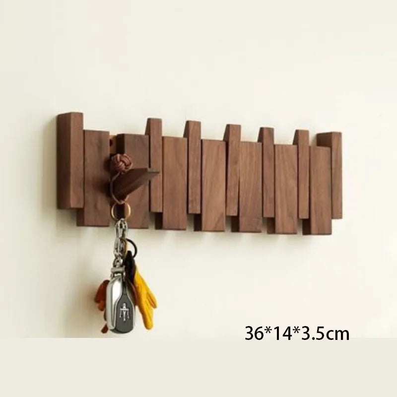 1PC Wall Mounted Black Walnut Coat Rack Solid Wood Clothes Hook Dropshipping Entrance Door Hanger Coat Rack Home Decor Furniture