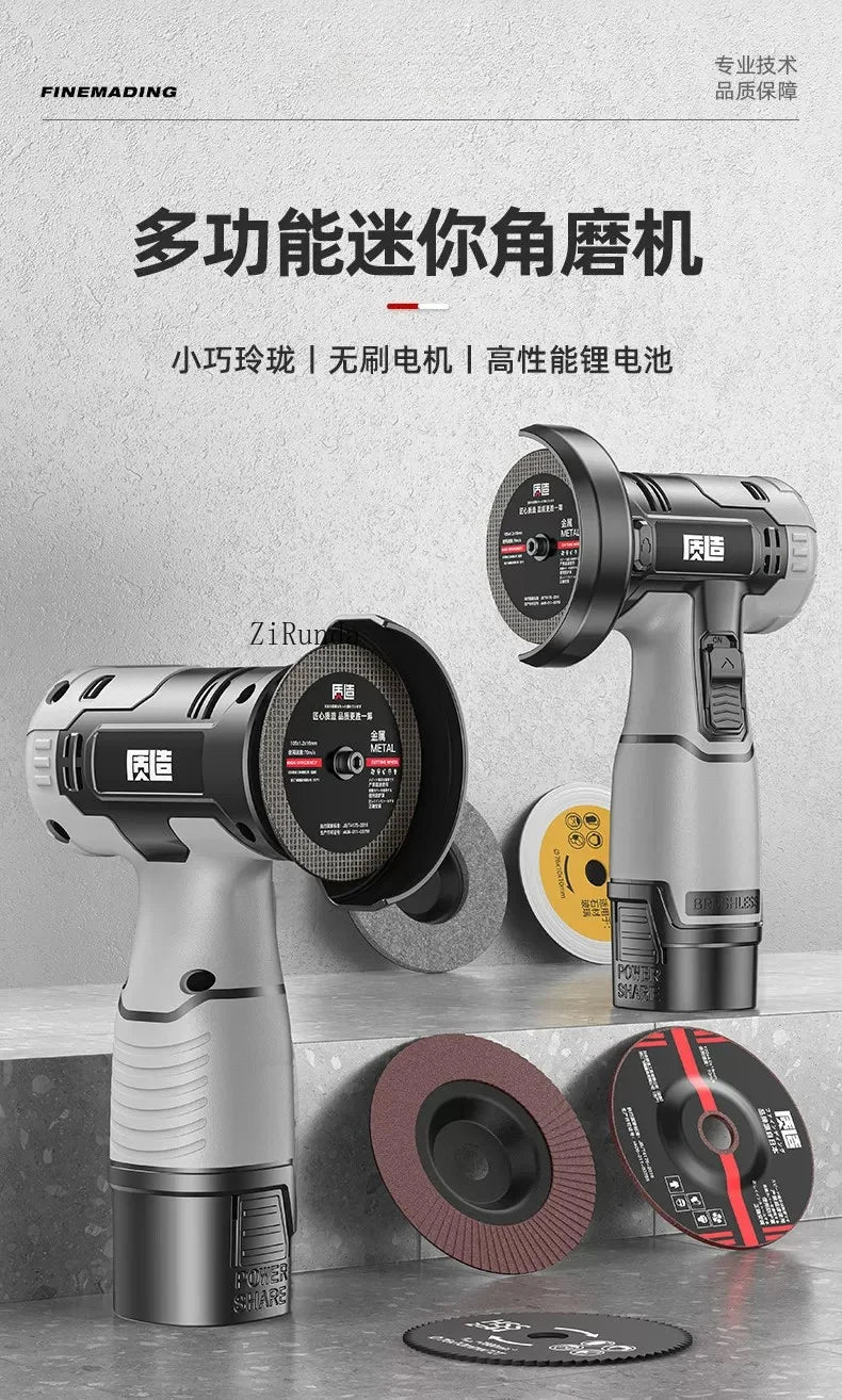 Mini angle grinder, genuine polishing machine, hand grinder, lithium electric cutting machine, household handheld small