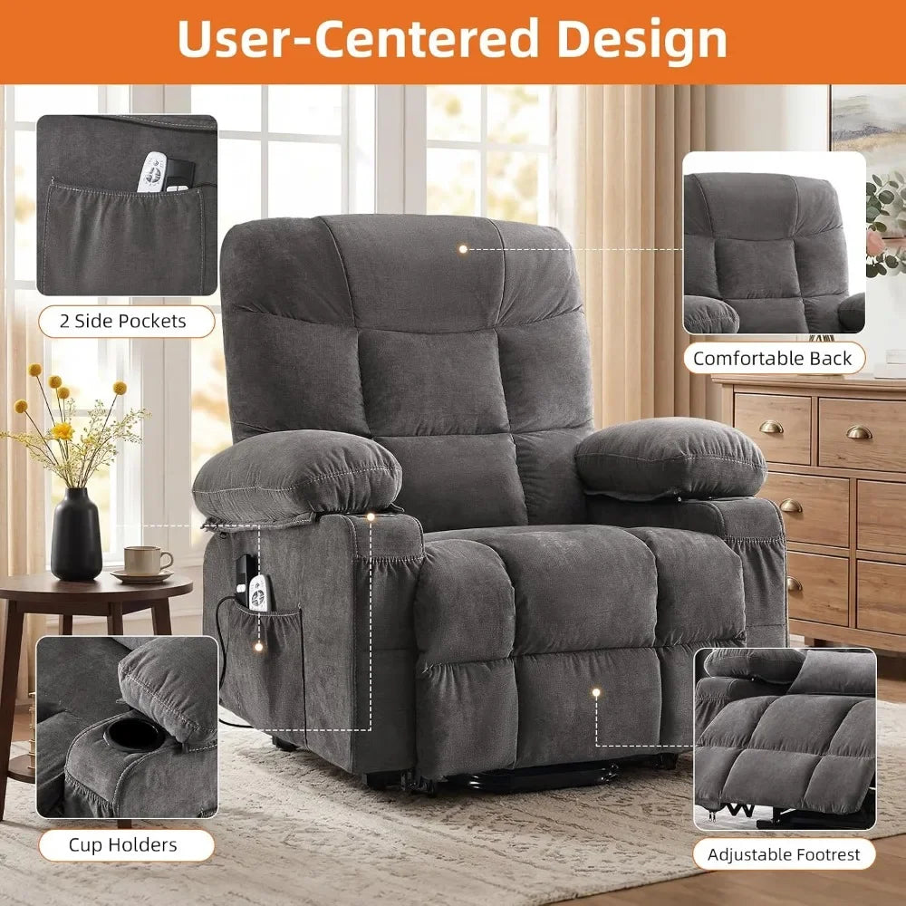 Recliner Chair with Vibration Massage and Lumbar Heating for Senior Comfort in Living Room