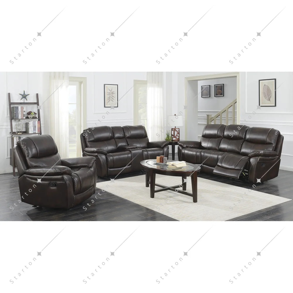 Modern Brown Genuine Leather Electric Recliner Sofa Set Living Room Furniture with Theater Sectional for Hotel or Home Use