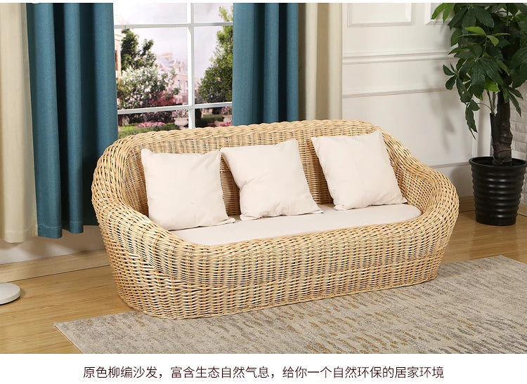 Rattan Wicker Sofa Chair for Indoor Outdoor Use Tatami Balcony Bedroom Living Room Decor Casual Single Double Triple Seating